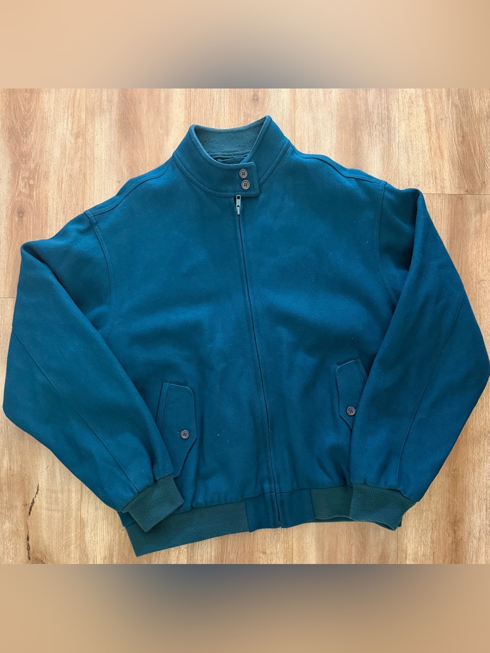 Izod Teal VTG Wool Blend Full-Zip Bomber Jacket